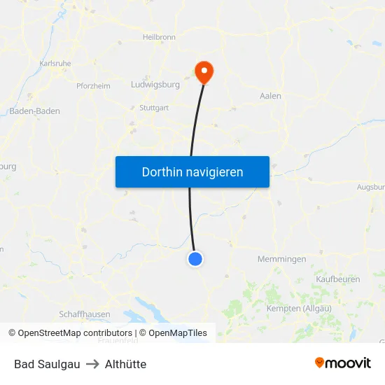 Bad Saulgau to Althütte map