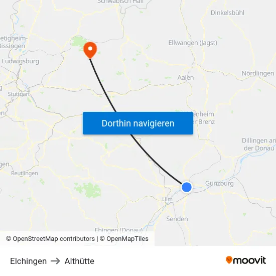 Elchingen to Althütte map