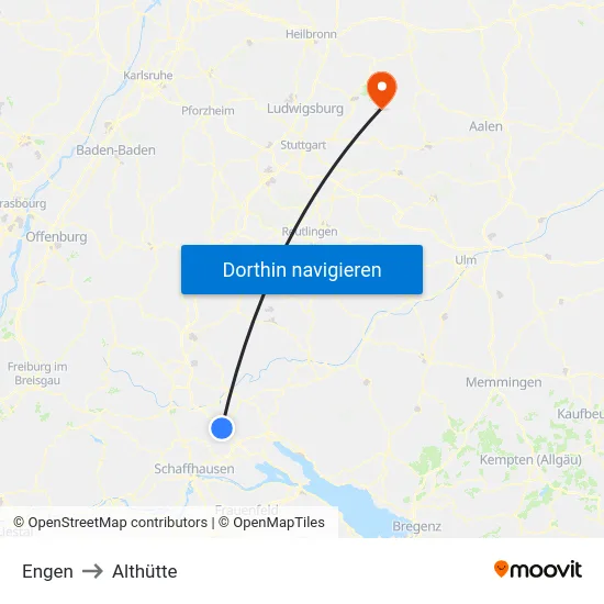 Engen to Althütte map