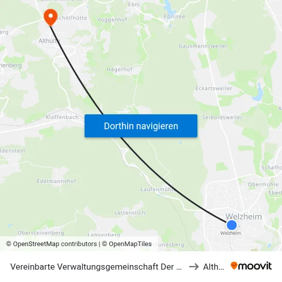 Vereinbarte Verwaltungsgemeinschaft Der Stadt Welzheim to Althütte map