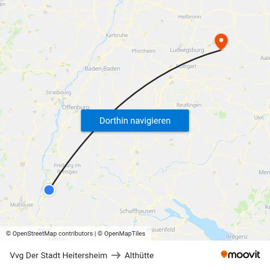 Vvg Der Stadt Heitersheim to Althütte map