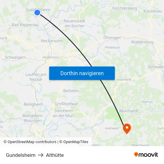Gundelsheim to Althütte map