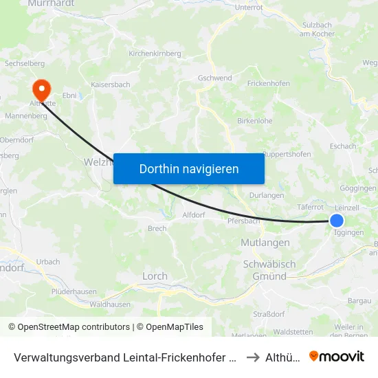 Verwaltungsverband Leintal-Frickenhofer Höhe to Althütte map