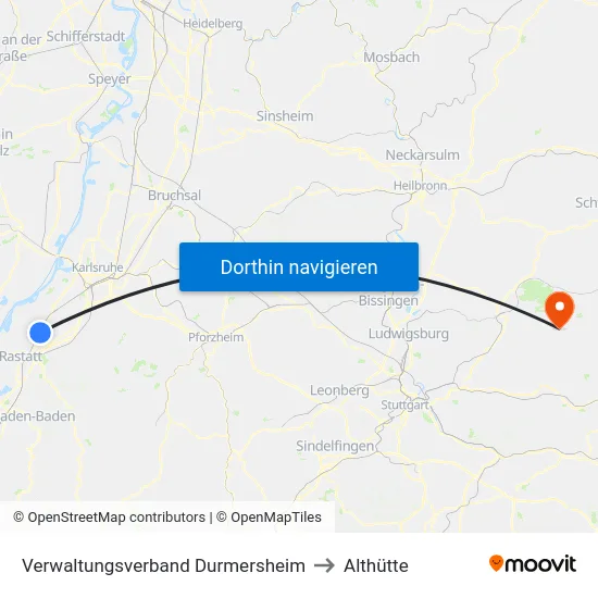 Verwaltungsverband Durmersheim to Althütte map