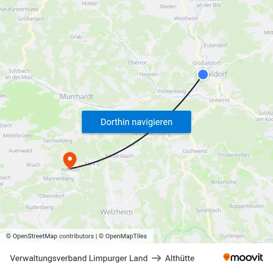 Verwaltungsverband Limpurger Land to Althütte map