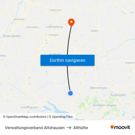Verwaltungsverband Altshausen to Althütte map