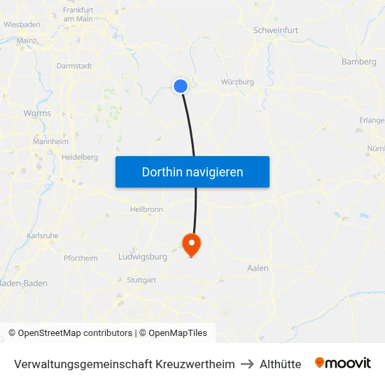 Verwaltungsgemeinschaft Kreuzwertheim to Althütte map