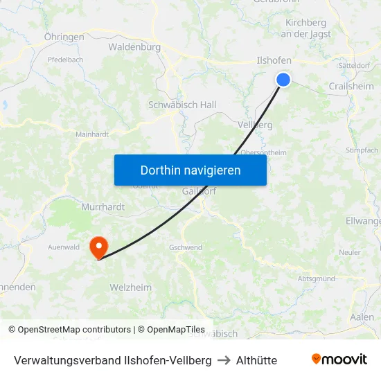 Verwaltungsverband Ilshofen-Vellberg to Althütte map