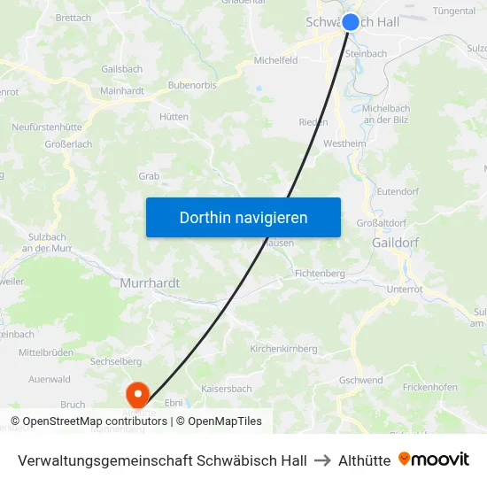 Verwaltungsgemeinschaft Schwäbisch Hall to Althütte map