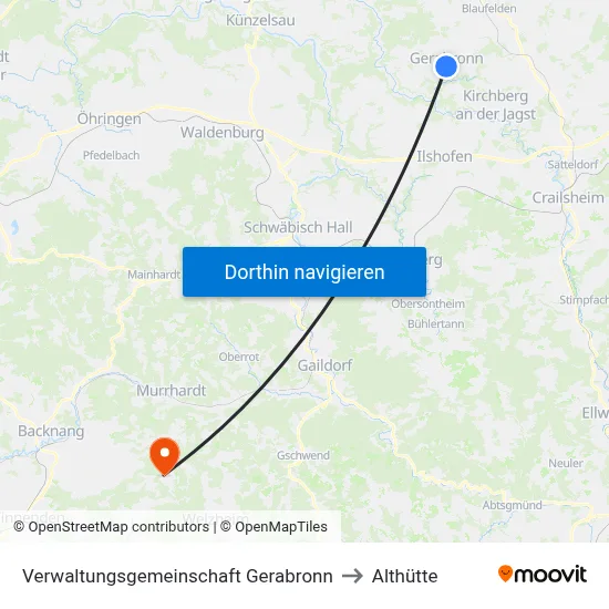 Verwaltungsgemeinschaft Gerabronn to Althütte map