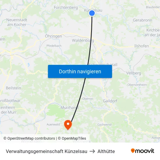 Verwaltungsgemeinschaft Künzelsau to Althütte map