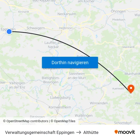 Verwaltungsgemeinschaft Eppingen to Althütte map