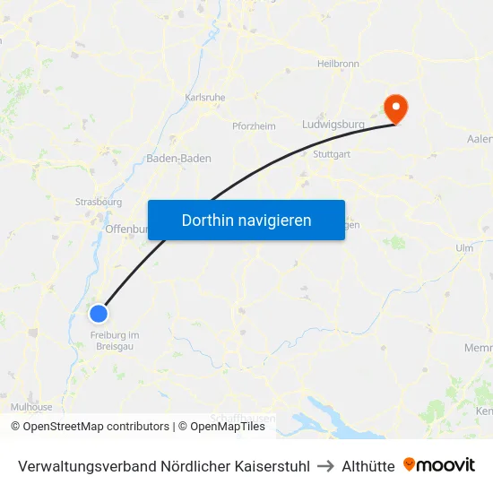Verwaltungsverband Nördlicher Kaiserstuhl to Althütte map