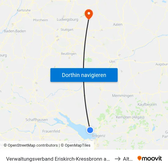 Verwaltungsverband Eriskirch-Kressbronn am Bodensee-Langenargen to Althütte map