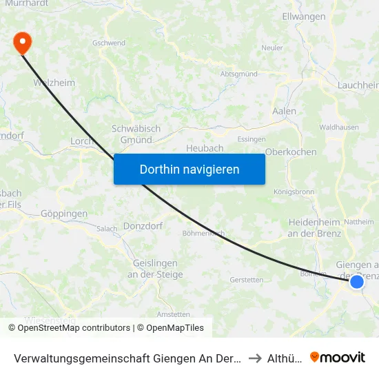 Verwaltungsgemeinschaft Giengen An Der Brenz to Althütte map