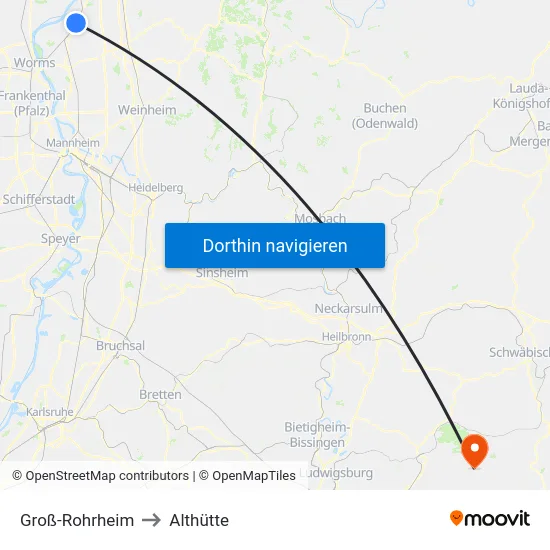 Groß-Rohrheim to Althütte map