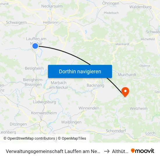 Verwaltungsgemeinschaft Lauffen am Neckar to Althütte map