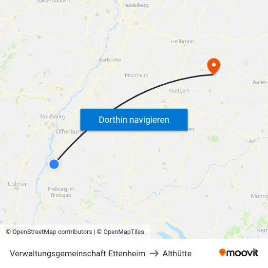 Verwaltungsgemeinschaft Ettenheim to Althütte map