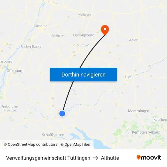 Verwaltungsgemeinschaft Tuttlingen to Althütte map