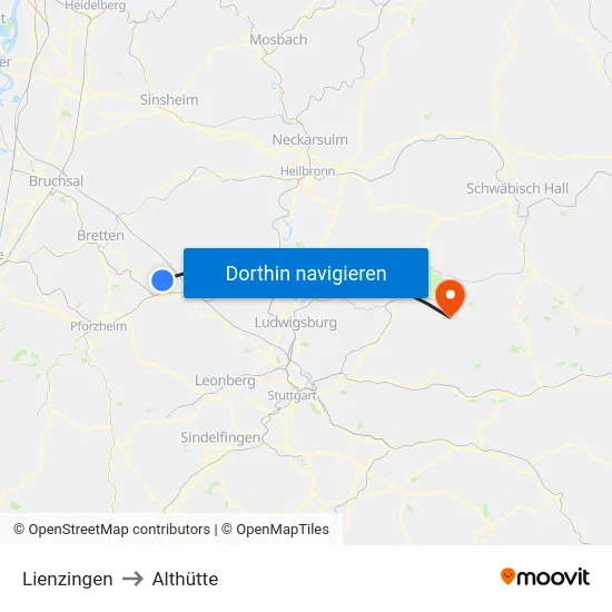 Lienzingen to Althütte map