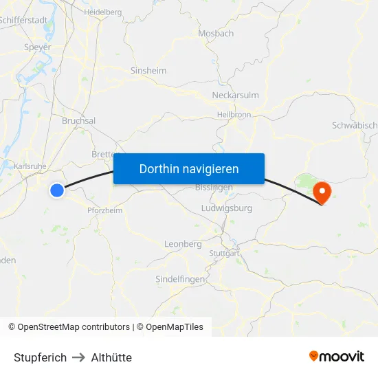 Stupferich to Althütte map