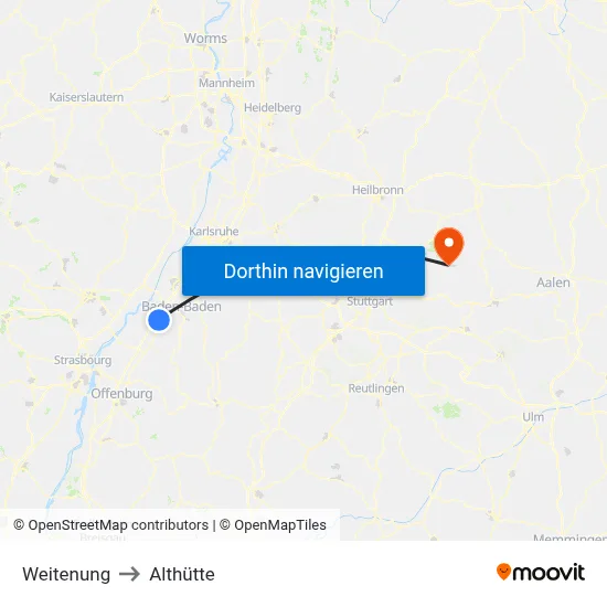 Weitenung to Althütte map