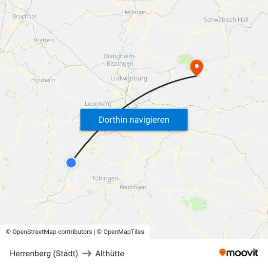 Herrenberg (Stadt) to Althütte map