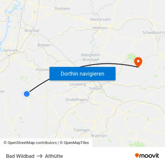 Bad Wildbad to Althütte map