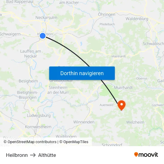 Heilbronn to Althütte map