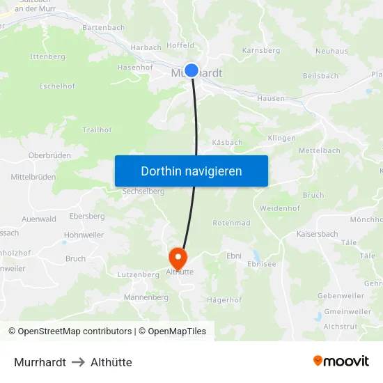 Murrhardt to Althütte map