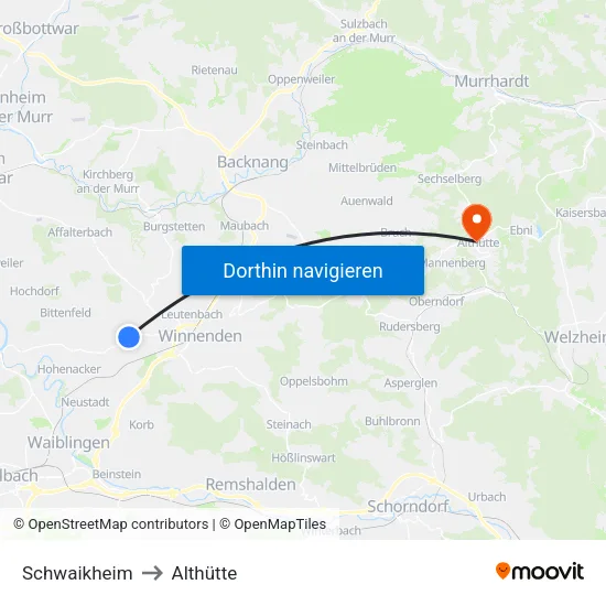 Schwaikheim to Althütte map