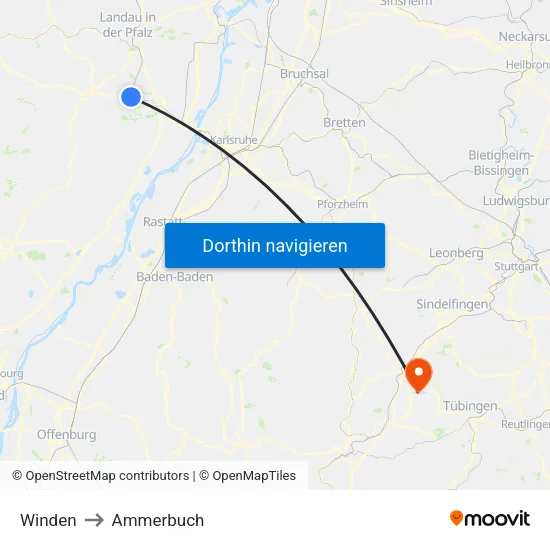 Winden to Ammerbuch map