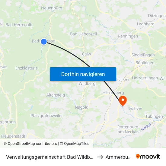 Verwaltungsgemeinschaft Bad Wildbad to Ammerbuch map