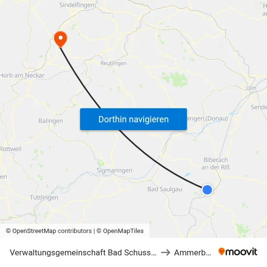 Verwaltungsgemeinschaft Bad Schussenried to Ammerbuch map