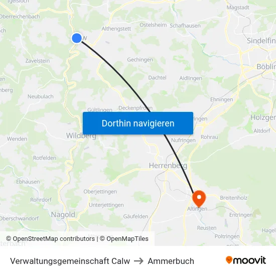 Verwaltungsgemeinschaft Calw to Ammerbuch map