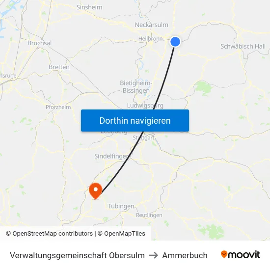 Verwaltungsgemeinschaft Obersulm to Ammerbuch map