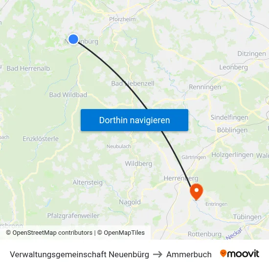 Verwaltungsgemeinschaft Neuenbürg to Ammerbuch map