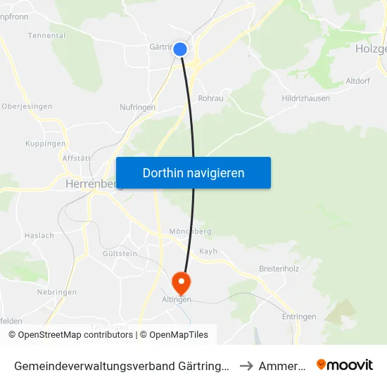 Gemeindeverwaltungsverband Gärtringen/Ehningen to Ammerbuch map