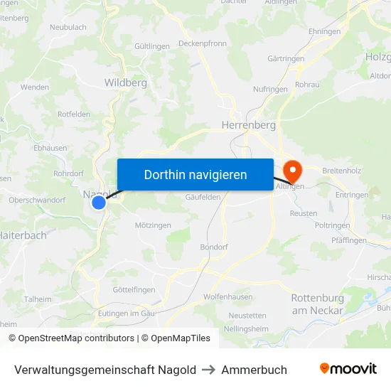 Verwaltungsgemeinschaft Nagold to Ammerbuch map