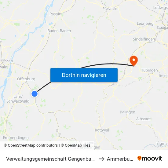 Verwaltungsgemeinschaft Gengenbach to Ammerbuch map