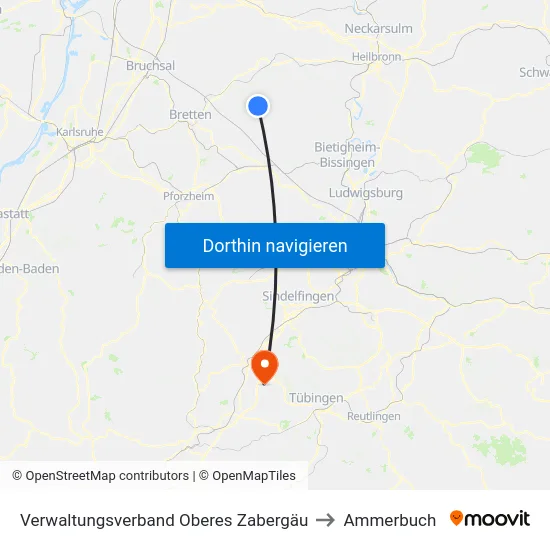 Verwaltungsverband Oberes Zabergäu to Ammerbuch map