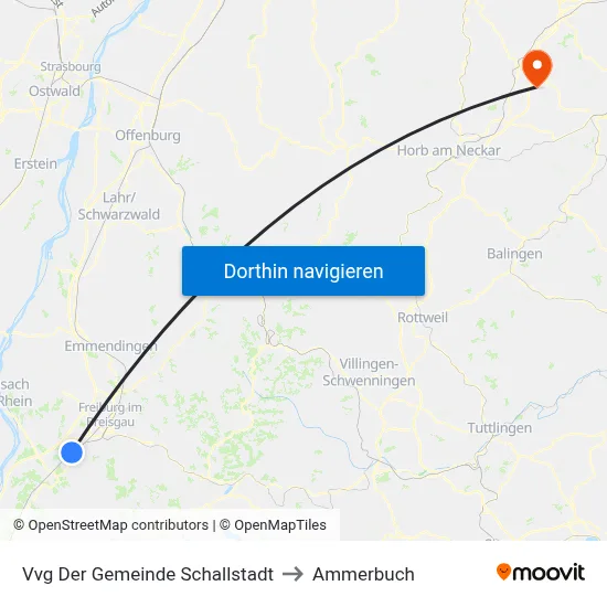 Vvg Der Gemeinde Schallstadt to Ammerbuch map