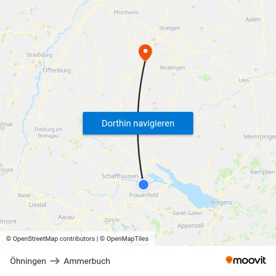 Öhningen to Ammerbuch map