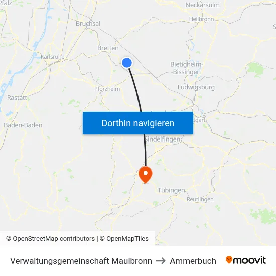 Verwaltungsgemeinschaft Maulbronn to Ammerbuch map