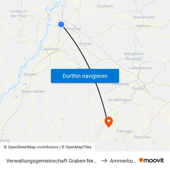 Verwaltungsgemeinschaft Graben-Neudorf to Ammerbuch map