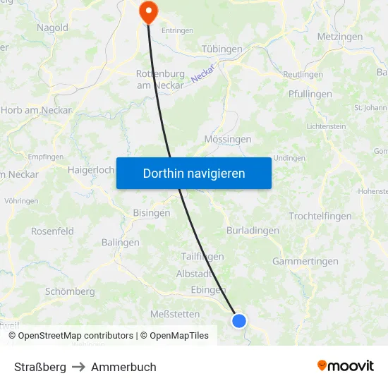 Straßberg to Ammerbuch map