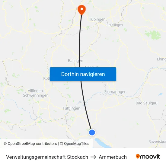 Verwaltungsgemeinschaft Stockach to Ammerbuch map