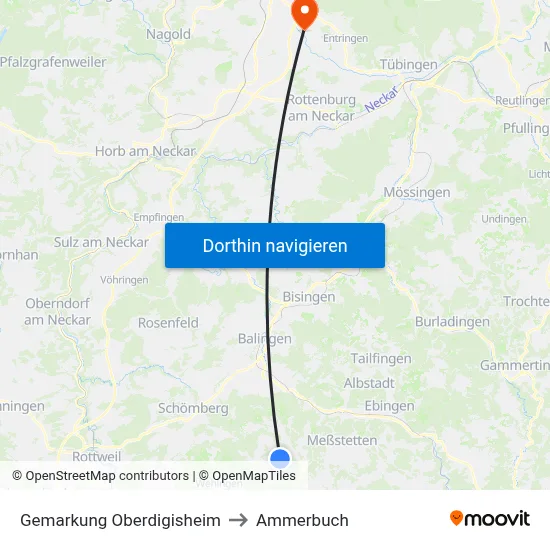 Gemarkung Oberdigisheim to Ammerbuch map