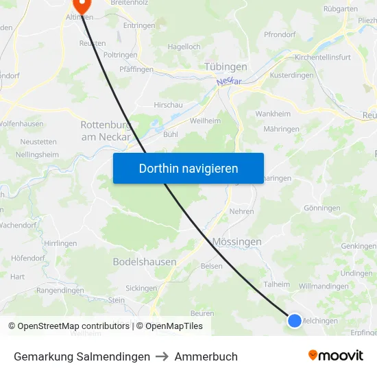 Gemarkung Salmendingen to Ammerbuch map