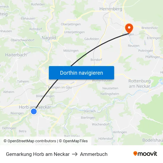 Gemarkung Horb am Neckar to Ammerbuch map